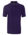 A purple polo shirt featuring a classic collar and button placket, with a logo on it.