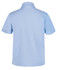 A light blue short-sleeved polo shirt featuring a collar and a logo.
