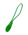 A green changeable zip puller with a looped cord, designed for use with zippers.
