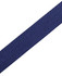 A navy blue apron strap displayed flat, textured with a branding logo along its length.