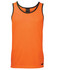 An orange work singlet with contrasting black trim and a brand logo on the hem.
