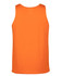 An orange work singlet with a mesh design and a plain back, featuring a logo.