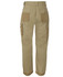 A pair of navy cargo pants featuring multiple pockets and a logo. The pants have a straight-leg design.