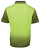 A high-visibility short-sleeve polo shirt in bright green with a black web design. Features a logo on the back.