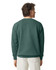 A back view of a green adult crewneck sweatshirt worn by a person. The sweatshirt has a simple design with no visible logos.
