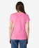 A pink ladies' V-neck T-shirt seen from the back, featuring a fitted design. Includes a small logo on the label.