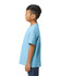 A blue youth midweight T-shirt featuring a plain back view, suitable for casual wear.