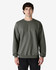 A green sweatshirt is displayed, featuring a classic crew neck and ribbed cuffs, with a logo on the front.