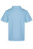 A light blue children's polo shirt with a collar, featuring a logo on the back.