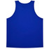 A blue singlet featuring a simple design, with a logo on the fabric.