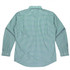 A long sleeve men's shirt in a green check pattern, featuring a button-up design and a collar.