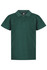 A green polo shirt for kids featuring a collar and three buttons, with a small logo on the neckline.