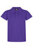 A purple polo shirt featuring a classic collar and short sleeves, with a logo on the label.