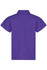 A purple polo shirt with short sleeves, featuring a collar and a clean back design. It includes a logo.