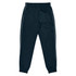 Dark blue kids' pants with side stripes and an elastic waistband, featuring branding.