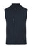 A lightweight black work vest featuring a full zip and multiple pockets, with branding on the front.