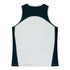 A singlet top in white and navy, featuring a logo, with a sporty design and a comfortable fit.