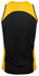 A sleeveless singlet featuring a black body with yellow accents, showcasing a sporty design and fitted style.