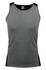 A grey singlet with black side panels, featuring a logo at the neckline.