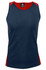 A navy and red singlet with a fitted design and a logo on the label. Perfect for active wear.