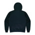 A dark green hoodie featuring a hood and long sleeves, with a plain back design. It has a logo.