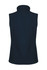 A dark navy vest with a high collar, featuring a fitted design and no sleeves. It includes branding.