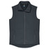 A dark grey men's vest featuring a high collar, zip front, and two side pockets. It has a logo on the chest.