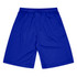 Blue sports shorts featuring an elastic waistband and a plain design. Contains a logo.