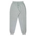 Tapered fleece kids' pants in light grey, featuring an elastic waistband and cuffs, with a small logo.