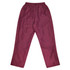 Maroon track pants featuring a smooth finish and zippered pockets, designed for kids.