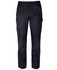 Black cargo pants featuring multiple pockets and a fitted design, with a waistband and a logo.