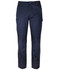 A pair of navy cargo pants featuring multiple pockets and a fitted design. The pants have a logo on them.