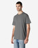 A grey Gildan Light Cotton T-Shirt on a male model, with a simple design and relaxed fit.