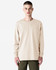 A lightweight, long-sleeve beige t-shirt featuring a pocket and a logo on the chest.