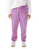 Lightweight sweatpants in a pastel purple colour, featuring an elastic waistband and cuffs, with a logo on the garment.