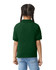 A green Gildan youth polo shirt viewed from the back, featuring short sleeves and a collar.