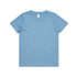 A light blue youth t-shirt with a round neck and short sleeves, featuring a label but no visible logo.