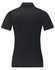 A black ladies' sustainable jacquard knit short-sleeve polo featuring a plain back and a collar, with a logo present.