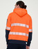 A safety hoodie in hi-vis orange and navy, featuring segmented reflective tapes and a hood.