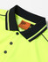 A bright hi-vis yellow long-sleeve polo shirt with a black collar and button placket, featuring a logo.