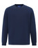 A navy long-sleeved men's cotton t-shirt with a round neckline and a branding label inside.