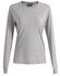 A grey long-sleeve women's premium cotton t-shirt with a crew neck and a logo on the label.