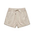 Beige dress shorts with an elastic waistband and drawstring, featuring a simple design and no visible branding.