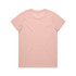 A light pink T-shirt with a round neck and short sleeves, featuring a plain back and a branding logo.