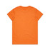 An orange T-shirt displayed flat, featuring a standard crew neck and short sleeves. The back is plain with no design.