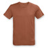 A unisex t-shirt in a burnt orange colour, featuring a simple design and a logo on the label.