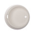 A coffee cup lid in white with a small hole and a cross design. Features a smooth surface and a minimalistic look.