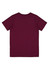 A maroon short sleeve tee featuring a plain back and a logo at the neckline. Suitable for kids.