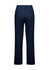 A pair of navy soft stretch pants featuring a straight leg design and back pockets. The product has a logo.