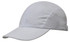 A cap in grey with a textured side panel and a curved brim, featuring a logo.